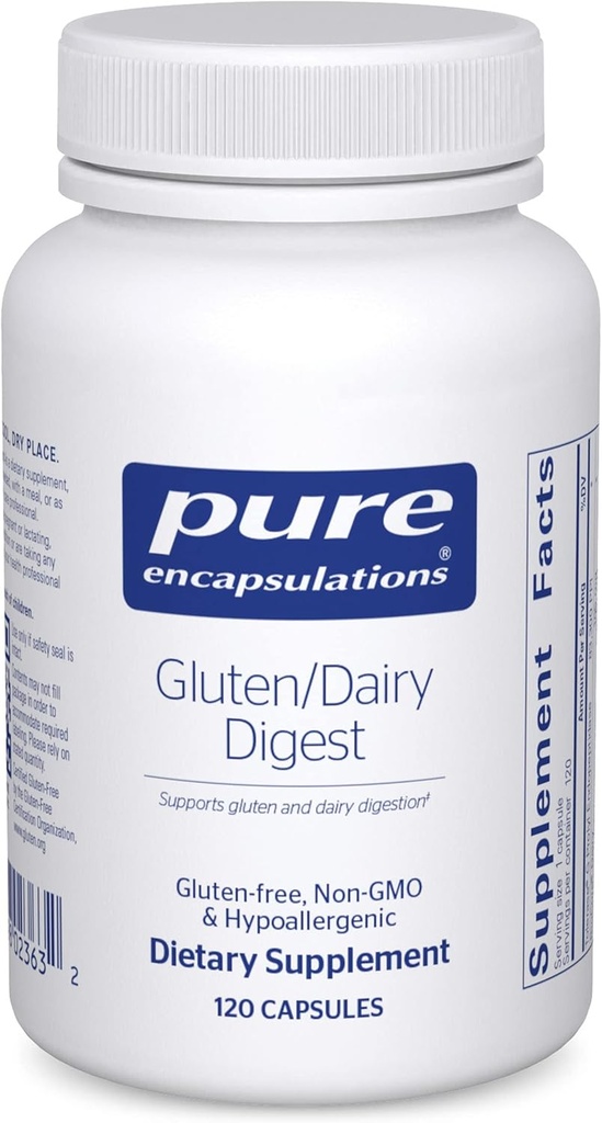 Pure Encapsulations Gluten/Dairy Digest | Unique Mix of Enzymes to Support Healthy Gluten and Dairy Digestion* | 120 Capsules