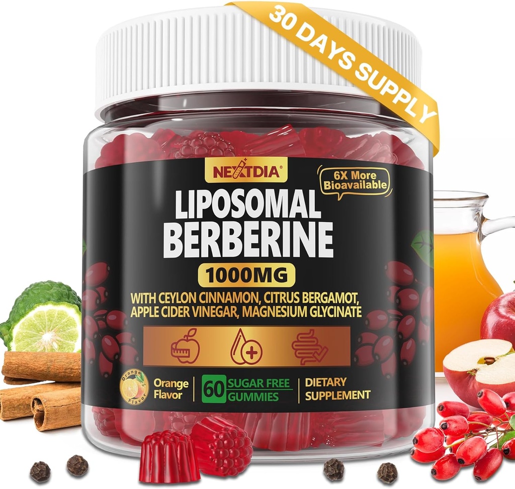 Liposomal Berberine Complex Gummies - with Chromium, Ceylon Cinnamon, Bergamot, Support Overall Wellbeing