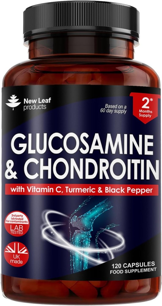 Glucosamine and Chondroitin MSM - High Strength Extra Absorbency Enriched with Vitamin C, Glucosamine Sulphate Chondroitin Sulphate, MSM, and Vitamin C Gluten-Free, GMP, 120 Food Supplement Tablets