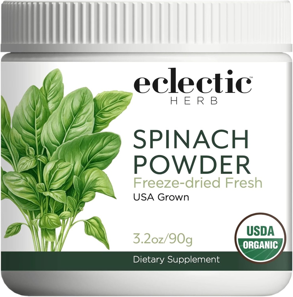 Eclectic Herb - Spinach Powder Supplement | Nutritional Support, Vitamins + Minerals | Superfood Powder + Daily Greens Drink Mix | USDA Organic, Non-GMO, Vegan (3.2 oz | 90 g)