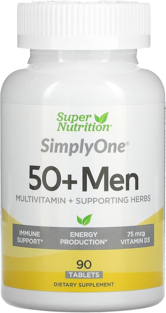 SuperNutrition SimplyOne Multi-Vitamin for Men 50+, 90 Count (Pack of 1)