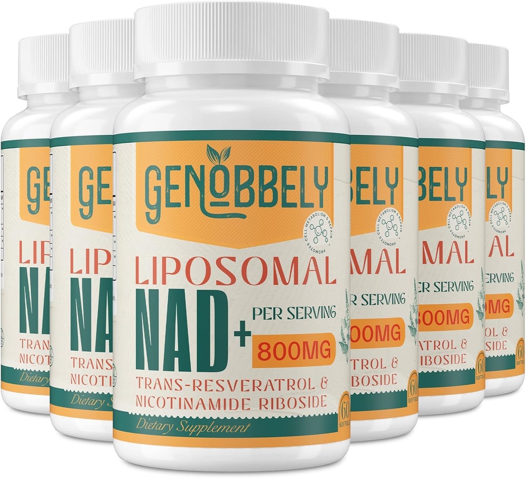 800 mg Liposomal NAD+ Supplement with Nicotinamide Riboside 200 mg, Trans-Resveratrol 100 mg - True NAD Supplement for DNA Repair, Healthy Aging, Brain Function - 360-Day Supply