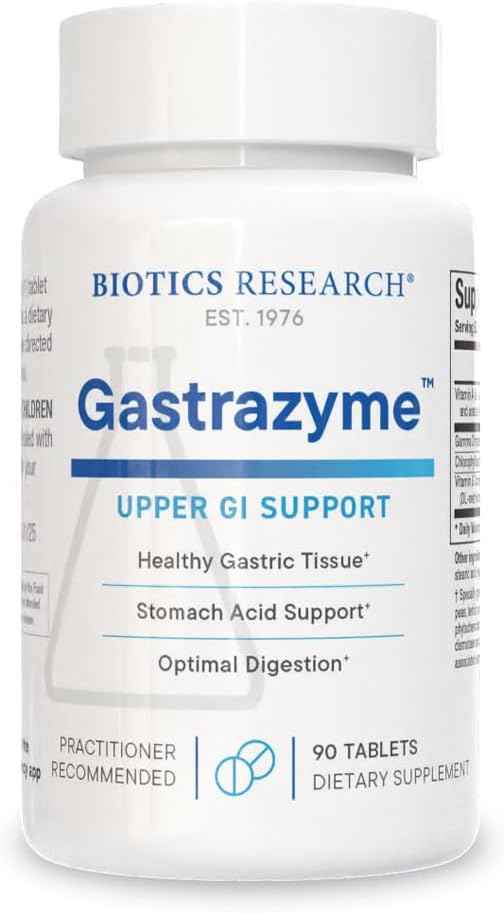 Biotics Research Gastrazyme™ Digestive Support - Supplies Vitamin U Complex, Chlorophyllins, Gamma Oryzanol (from Rice) Supplement Supports Gastrointestinal Health & Gut Lining - 90 Tablets