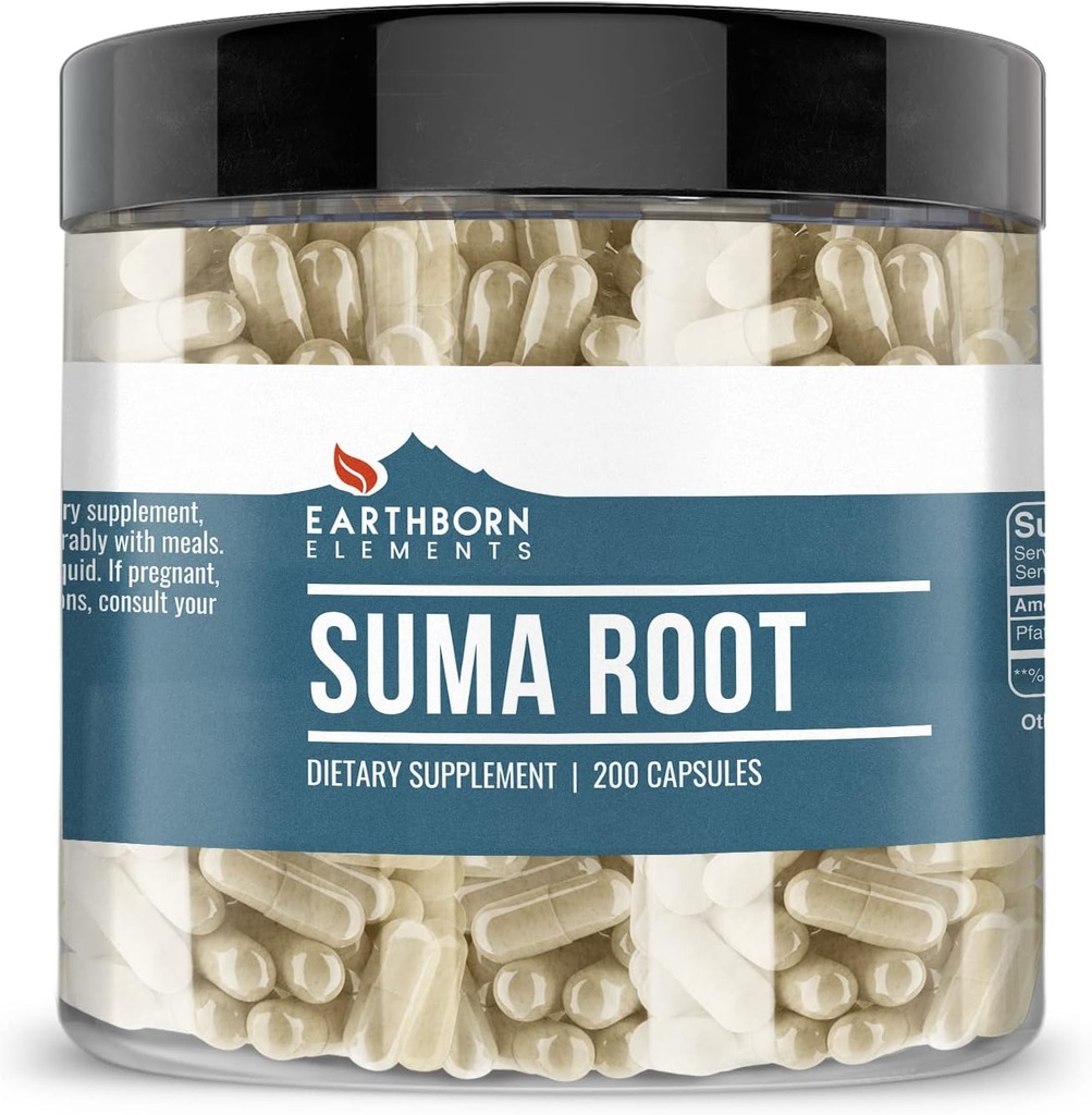 Earthborn Elements Suma Root 200 Capsules, Pure & Undiluted, No Additives