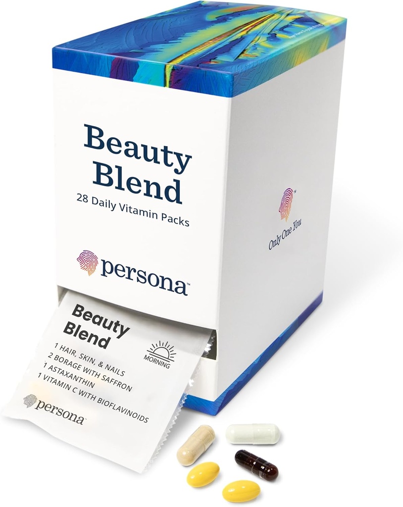 Persona Nutrition Beauty Blend Vitamin Pack for Hair, Skin & Nails (28 Pack) – Includes Hyaluronic Acid, Collagen, Borage with Saffron & Vitamin C
