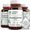 Natural Nutra Chelated Iron Supplement for Men and Women, Nails Health, Helps Enhance Iron Level, Promotes Optimal Absorption, Skin Health, Improves Hair Growth, Gluten Free, 90 Tablets