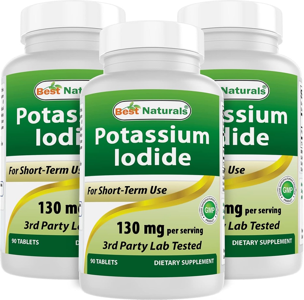 Best Naturals Potassium Iodide 130 mg per Serving - Dietary Supplement, 90 Tablets (3)