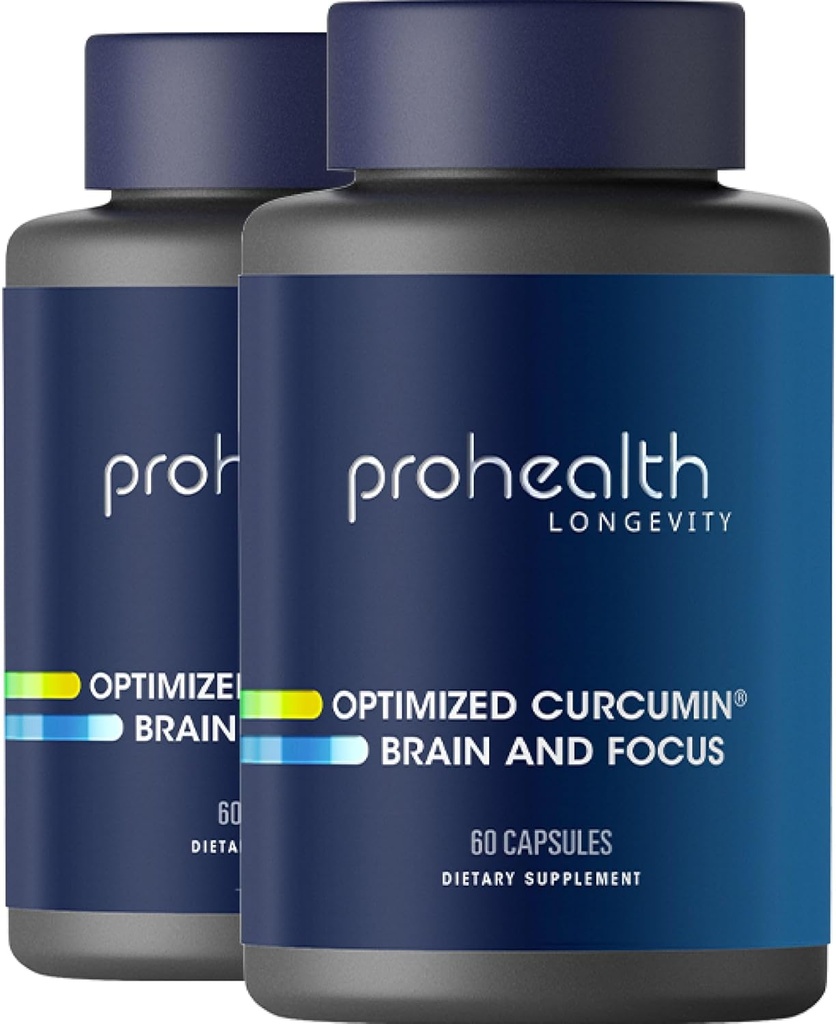 ProHealth 2-Pack Brain & Focus - Optimized Curcumin Longvida with BaCognize Bacopa Monnieri (60 Veggie Capsules)
