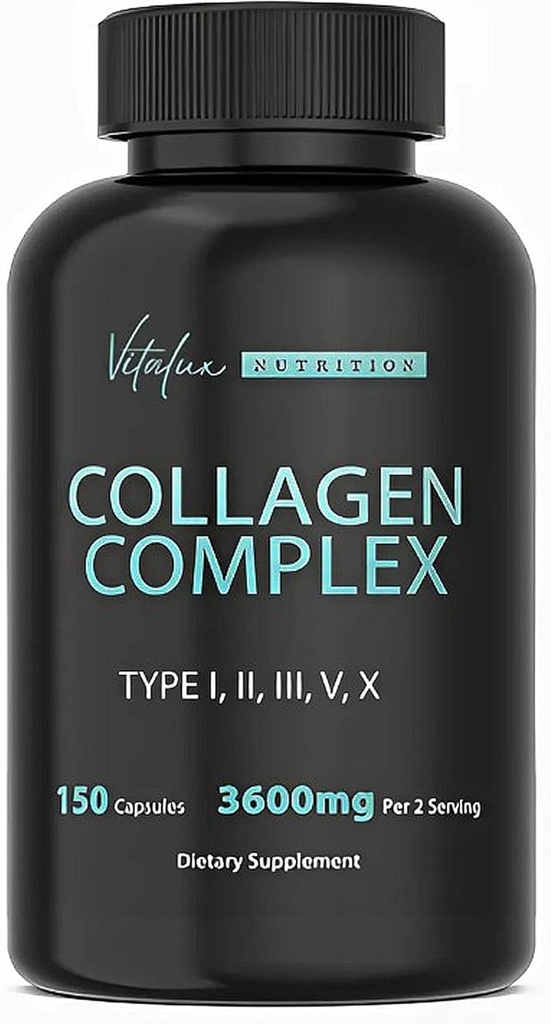 Collagen for Women & Men - Vital Nutrition - Hydrolyzed Collagen Peptides - Multi Collagen Capsules, Keto Friendly, Healthy for Skin, Nails, Bones & Joints, NonGMO- Type I,II,III, V, X - 150 Capsules