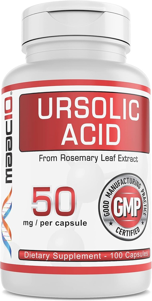 MAAC10 Ursolic Acid 50mg (100 Capsules 3X for 150mg 33-Day Serving) | Sourced from Rosemary Extract | Third-Party Lab Tested | AMPK & Sirtuin Activator