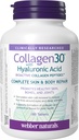 Webber Naturals Collagen30 with Hyaluronic Acid, Bioactive Collagen Peptides, 180 Tablets, Helps Reduce Eye Wrinkles and Fine Facial Line, Non GMO