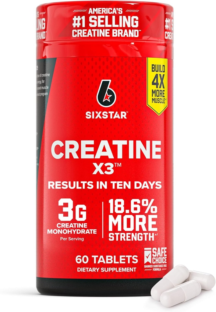 Six Star Creatine Pills, X3 (60 Caplets) - Creatine for Women & Men - Creatine Capsules Support Muscle Strength - Pre & Post Workout Creatine Supplement for Muscle Recovery & Building - 20 Servings