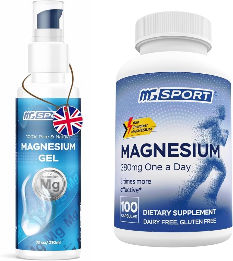 High Absorption Magnesium Supplement (100 Count) and Gel for Leg Cramps and Sore Muscles