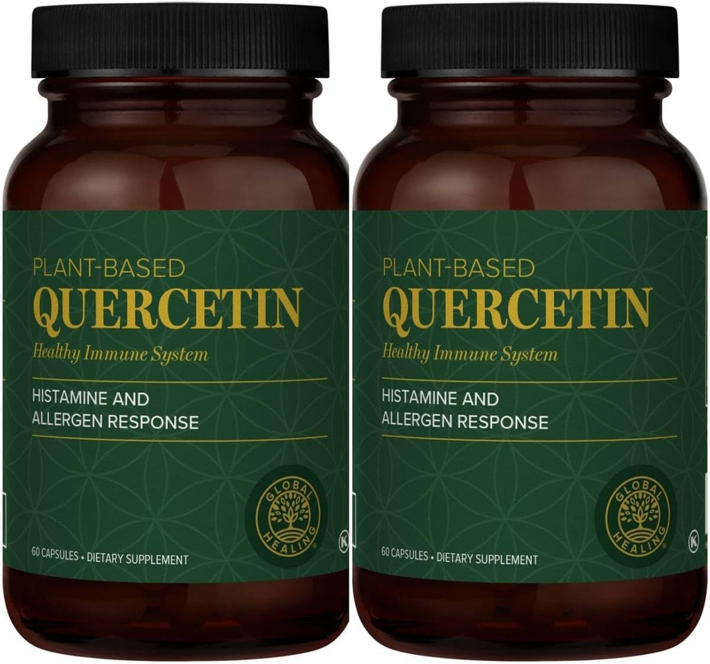 Global Healing Center Quercetin (2-Pack) 500mg Total, 250mg Each, Support Immune System Function & Body's Natural Response to Occasional Allergies - QuerceFIT Without Bromelain & Zinc - 60 Capsules