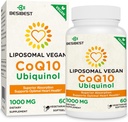 1000mg Liposomal CoQ10 Ubiquinol, 60 Vegan Softgels, High Absorption Ubiquinol CoQ10 Supplement, Active Antioxidant Form of Coenzyme Q10 for Heart Health & Energy Production