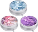 3 Pack Pill Box, Small Pill Case for Purse & Pocket, Cute Travel Medicine Organizer, Portable Medicine Container Holder to Hold Vitamins, Medication, Fish Oil & Supplement, Light Luxury Marble