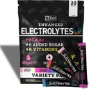 Zeal Naturals Enhanced Electrolyte Powder Stick Packs (Variety Pack - 20 Packets) Sugar Free + BCAA B-Vitamins & Pink Himalayan Salt - Keto Electrolytes, Hydration Powder