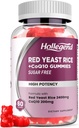 Hollgend Red Yeast Rice with Coq10 Gummies Sugar Free, Organic Red Yeast Rice 2400mg for Cholesterol Lowering Supplements, Enhanced with Coenzyme Q10 200mg for Heart Health Support，60 Counts