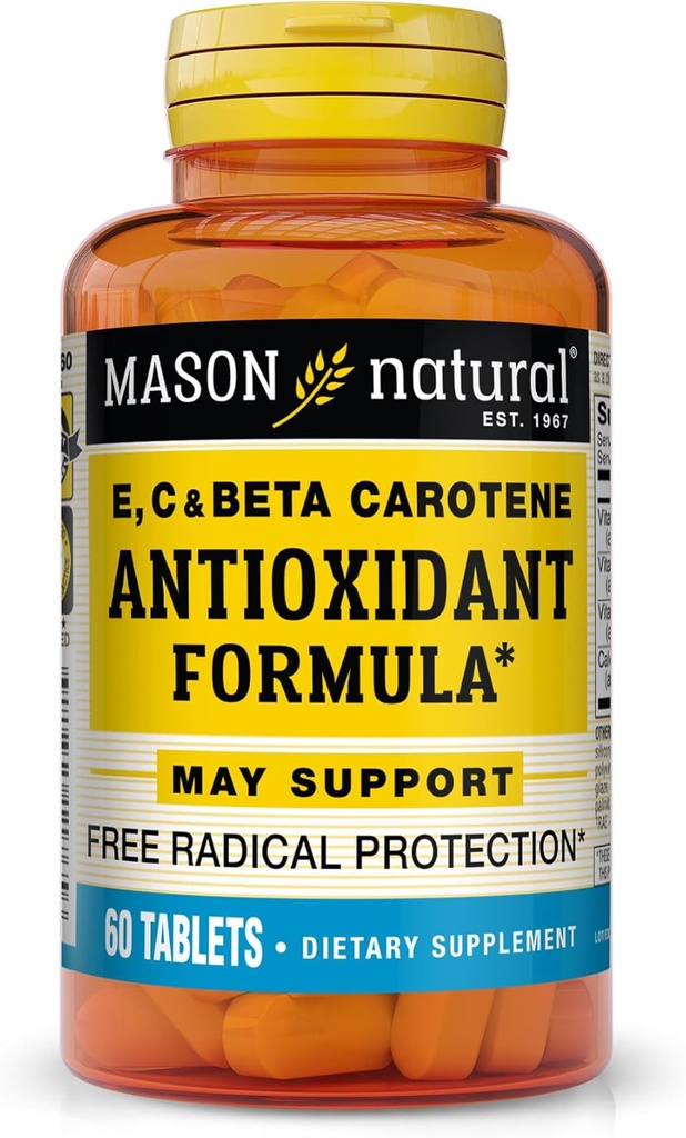 MASON NATURAL Vitamin E, C & A (Beta Carotene) - High Potency Antioxidant Formula to Fight Free Radicals and Support Overall Health*, 60 Tablets
