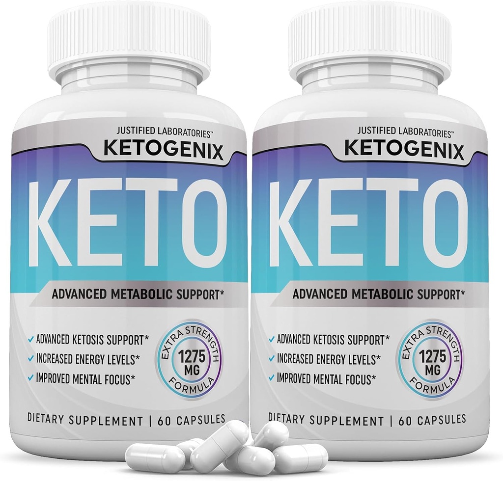 (2 Pack) Ketogenix Keto Pills 1275MG New & Improved Formula Contains Apple Cider Vinegar Extra Virgin Olive Oil Powder Green Tea Leaf 120 Capsules