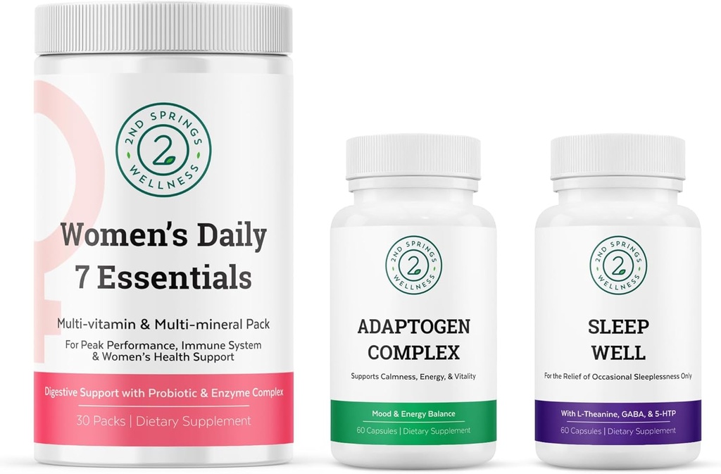 Women's Daily 7 Essentials, Adaptogen Complex & Sleep Well Bundle