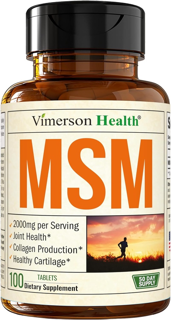 MSM 2000mg - Joint Support Supplement for Cartilage & Joint Health. Antioxidant Properties. Aids Inflammatory Response. Occasional Discomfort Relief - Back, Knees, Hands. Non-GMO. Vegan. 50 Day Supply