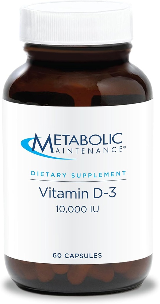 Metabolic Maintenance Vitamin D-3 10,000 IU - Superior Absorption D3 with Vitamin C - Bone, Immune, Mood + Cardiovascular Support Supplement, No Fillers (60 Capsules)