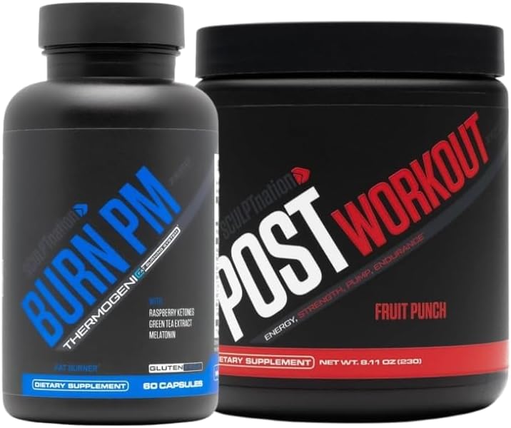 Sculpt Nation by V Shred Burn PM and Post Workout Fruit Punch Powder Bundle