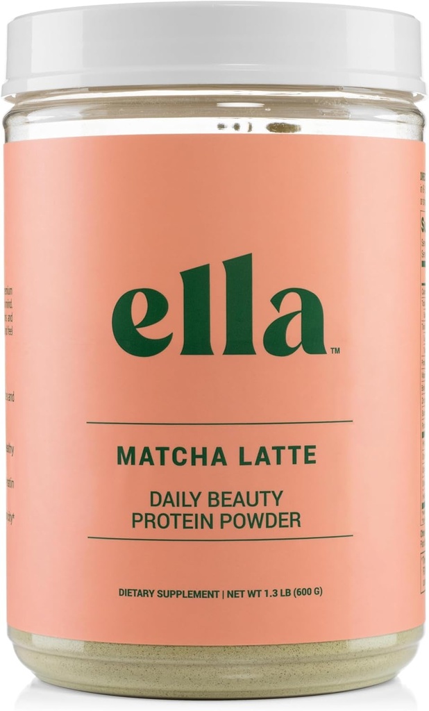 Ella Matcha Latte Collagen Protein Powder for Women - Daily Beauty Protein Powder with Grass-Fed Collagen Peptides - Non-GMO, Gluten-Free, No Artificial Sweeteners - 20 Servings