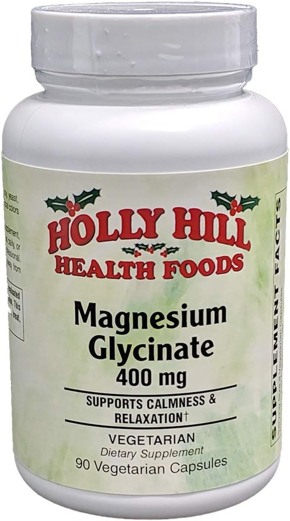 Holly Hill Health Foods Magnesium Glycinate 400mg, 90 Vegetarian Capsules