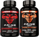Prime Labs Prime Test Testosterone Booster + Organic Black Maca Capsules - 60 Count Each