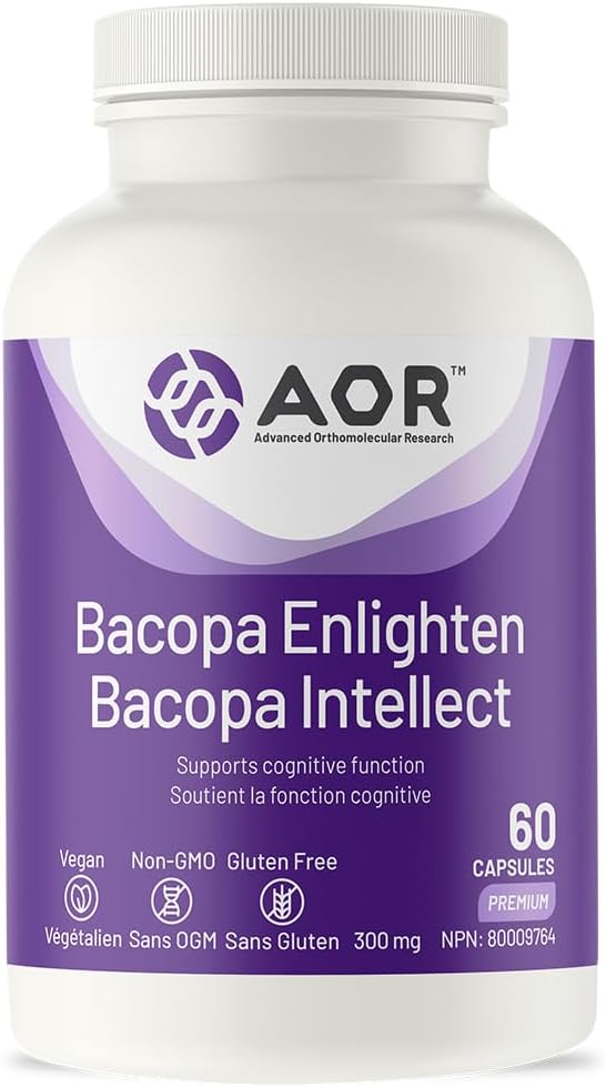 AOR, Bacopa Enlighten, Ayurvedic Bacopa Monnieri Supplement, 300 mg, Vegan, 60 Capsules (60 Servings)