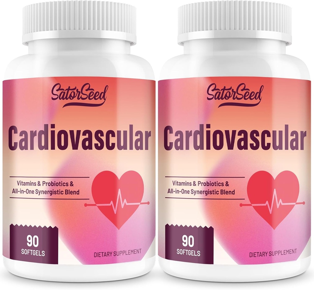 Cardiovascular Supplement 3000MG Multi-Vitamins, Probiotics, Omega-3 & CoQ10 Synergistic Blend for Adults (2 Bottle)