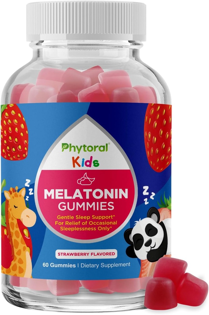 Phytoral Kids Melatonin 1mg Gummy Vitamins - Pure Melatonin Gummies for Kids and Mood Support - Children’s Vitamins Gummy for Deep Sleep Supplement Gummies 1mg