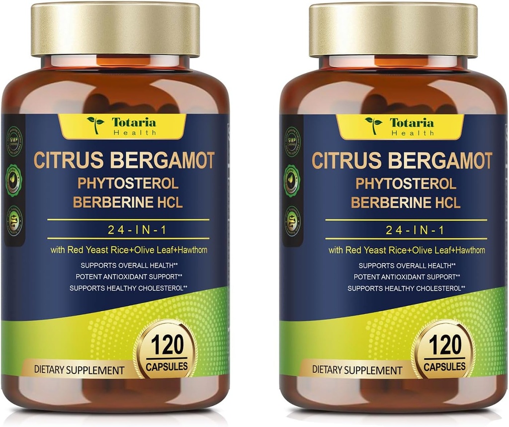 2 Packs Cholesterol Supplements with Citrus Bergamot 10,000mg for Heart, Immune System Support - Natural Citrus Bergamot & Plant Sterols & Stanols for Man and Woman from Italy Bergamot, Vegan, Non-GMO