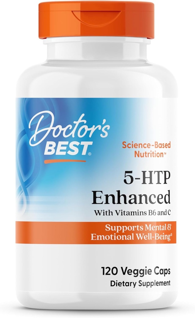 Doctors Best 5-HTP Enhanced with Vitamins B6 & C, Supports Mental & Emotional Well-Being, Non-GMO, Gluten Free, Soy Free, Vegan 120 Veggie Caps