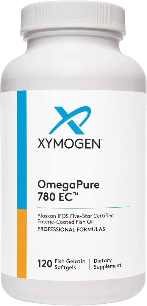 XYMOGEN OmegaPure 780 EC - Alaskan IFOS Five-Star Certified Omega 3 Fish Oil - EPA DHA Fish Oil Supplement- Support Cardiovascular and Brain Health (120 Enteric-Coated Softgels)