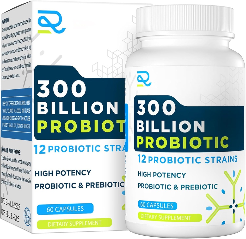 Probiotic Supplement for Women and Men, 12 Strains Organic Probiotics with Prebiotics