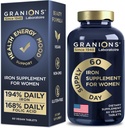 Vegan Iron Supplements for Women - 194% Daily Womens Iron Supplement for Pregnancy and Anemia Folic Acid Prenatal Vitamins - 168% Folate Folic Acid - 60 Tablets