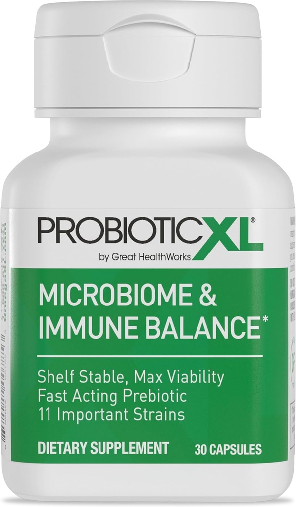 OmegaXL ProbioticXL - Probiotic & Prebiotic, Shelf Stable - Blend 11 Strains - Promote Healthy Gut Flora Growth, 12.5 Billion CFU - Non-GMO, Gluten-Free - 30 Veggie Caps