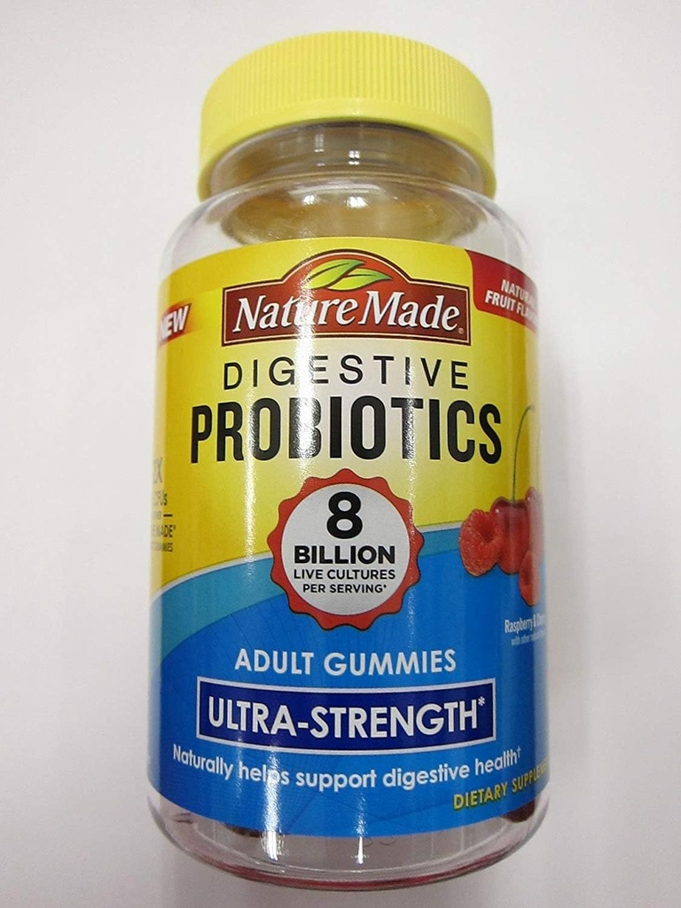Nature Made Digestive Probiotics Ultra-Strength, Raspberry & Cherry, 42 Gummies (Pack of 2)