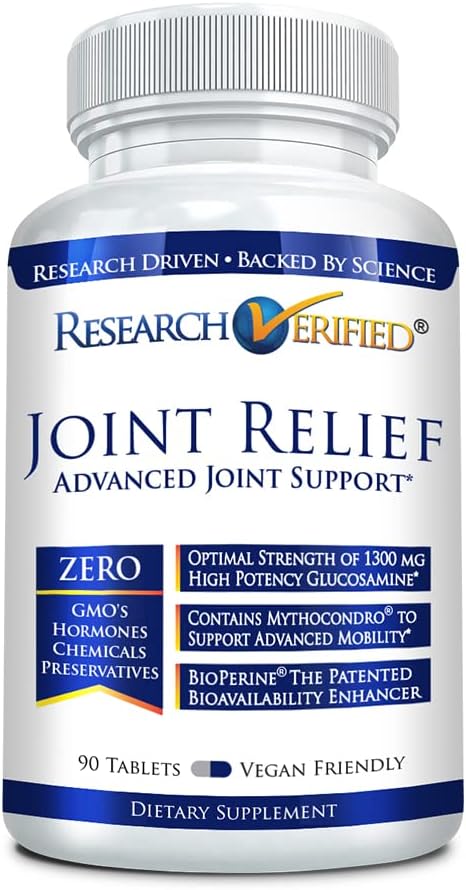 Research Verified Joint Support - Glucosamine, MSM, Turmeric, Boswellia, BioPerine - Vegan - 90 Capsules - 1 Month Supply
