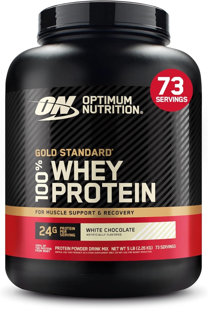 Optimum Nutrition Gold Standard 100% Whey Protein Powder, White Chocolate, 5 Pound (Packaging May Vary)