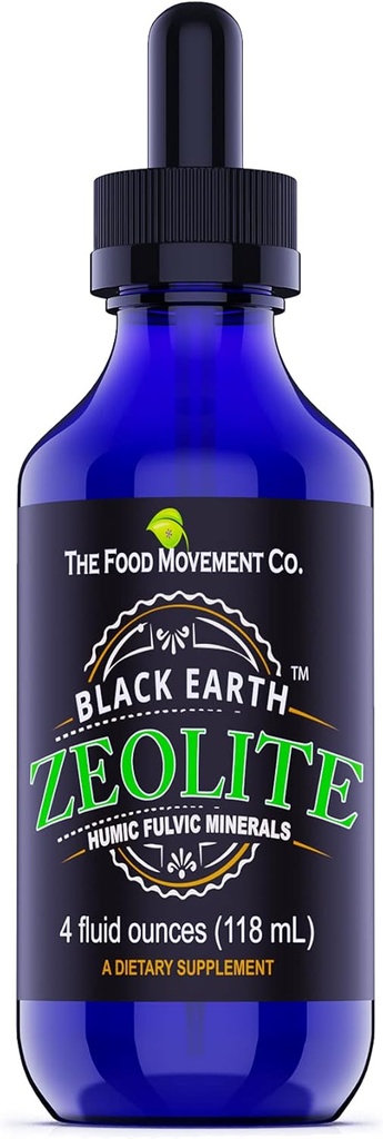 Black Earth Zeolite with Humic Fulvic Acids Trace Minerals for Adults and Kids for Detox, Gut Health and Immune Support - Value Size 4 Fl Oz Liquid Drops Supplement