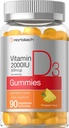 Horbäach Vitamin D3 2000iu Gummies | 90 Count | Vegetarian | Pineapple Flavor | 50 mcg | Non-GMO, Gluten Free Vitamin D Supplement
