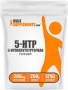 BulkSupplements.com 5-HTP Powder - 5-Hydroxytryptophan, 5 HTP Supplement - 5-HTP 200mg, Mood Support Supplement - Gluten Free, 200mg per Serving, 250g (8.8 oz) (Pack of 1)