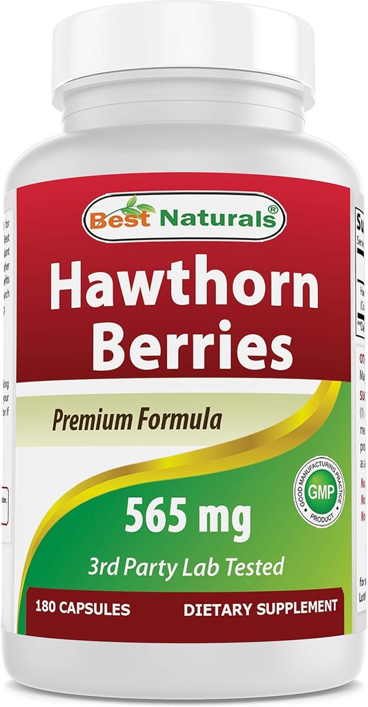 Best Naturals Hawthorn Berry 565 mg 180 Capsules (180 Count (Pack of 1))