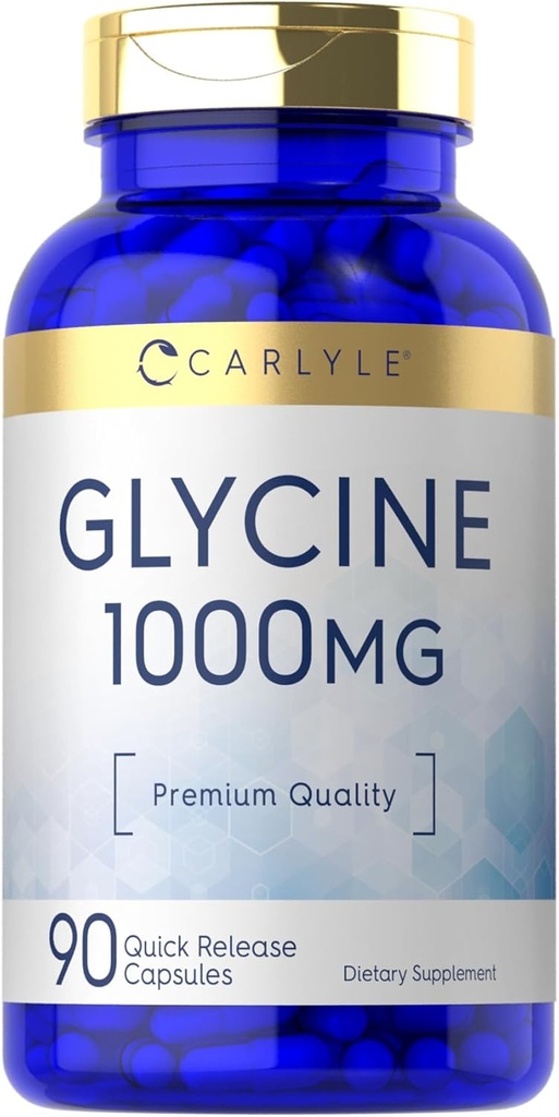 Carlyle Glycine 1000mg Supplement | 90 Powder Capsules | Premium Quality | Non-GMO & Gluten Free