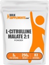 BulkSupplements.com L-Citrulline Malate 2:1 Powder - Nitric Oxide Boost, Citrulline Malate Supplement - Unflavored & Gluten Free - 3g per Servings, 250g (8.8 oz) (Pack of 1)