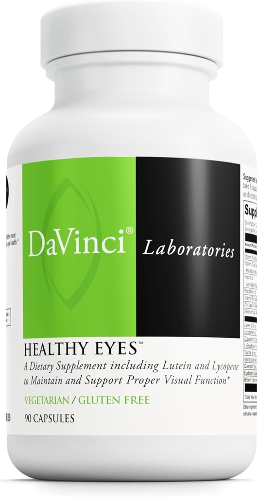 DAVINCI Labs Healthy Eyes - Dietary Supplement to Maintain Healthy Visual Function and Support Eye Health* - with Vitamins, Minerals, Lutein, Lycopene, Zeaxanthin and More - 90 Vegetable Capsules
